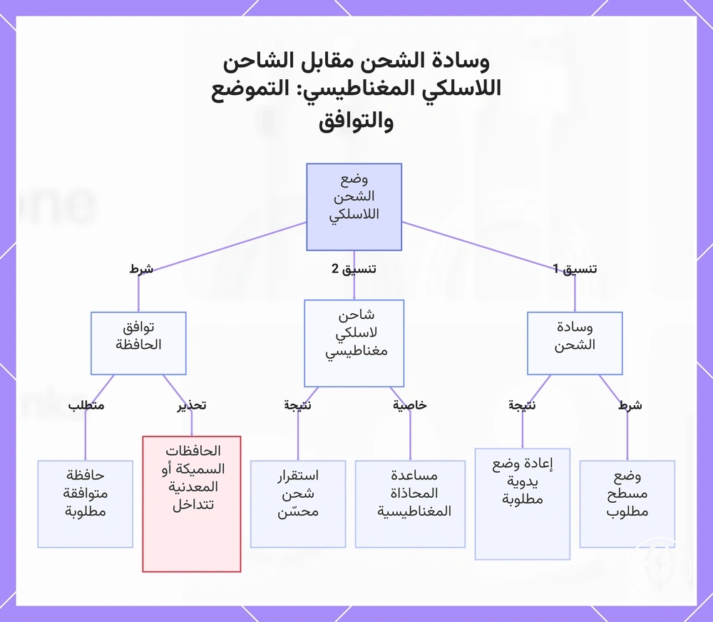 وسادة الشحن مقابل الشاحن اللاسلكي المغناطيسي: التموضع والتوافق