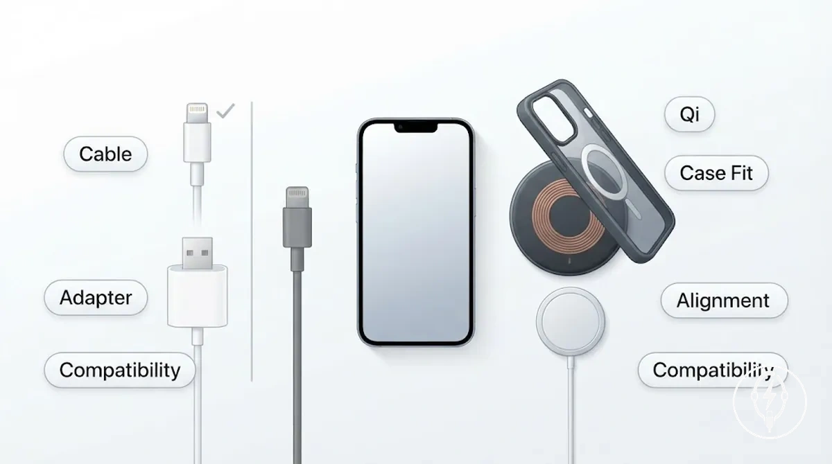فحوصات توافق كبل شحن iPhone والمحول واللوحة اللاسلكية والشاحن المغناطيسي