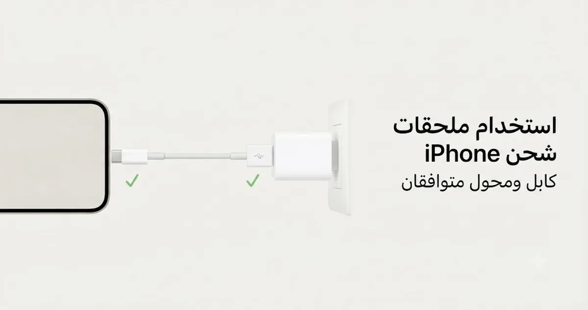 الاستخدام الصحيح لملحقات شحن iPhone مع كابل ومحول متوافقين
