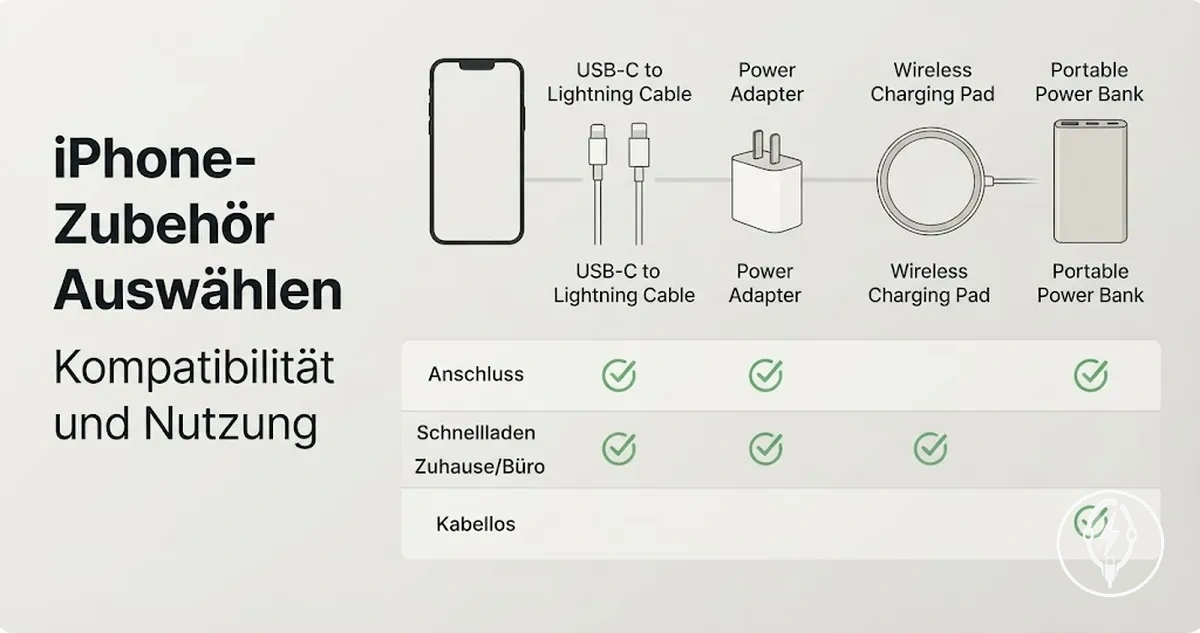 Checkliste zur Auswahl von iPhone-Ladezubehör nach Kompatibilität und Nutzungssituation