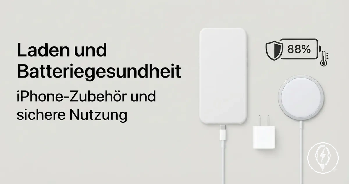 iPhone-Ladezubehör im Zusammenhang mit Batteriegesundheit und sicherem Laden