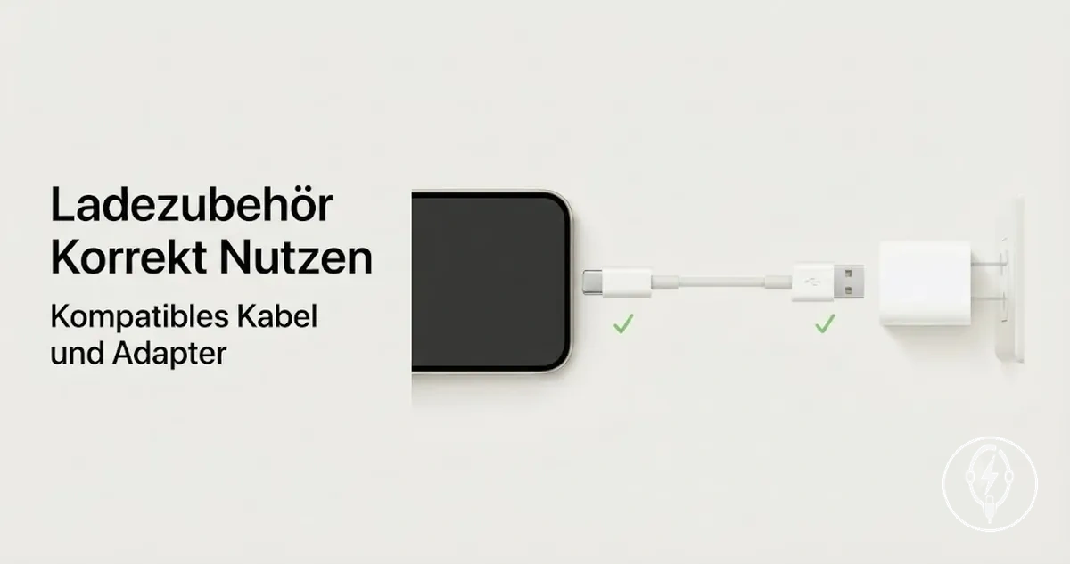 Korrekter Einsatz von iPhone-Ladezubehör mit kompatiblem Kabel und Adapter