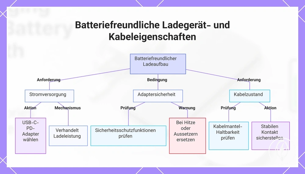 Batteriefreundliche Ladegerät- und Kabeleigenschaften