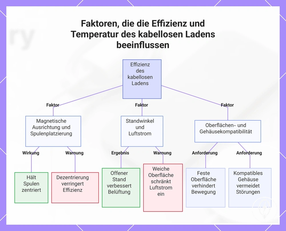 Faktoren, die die Effizienz und Temperatur des kabellosen Ladens beeinflussen