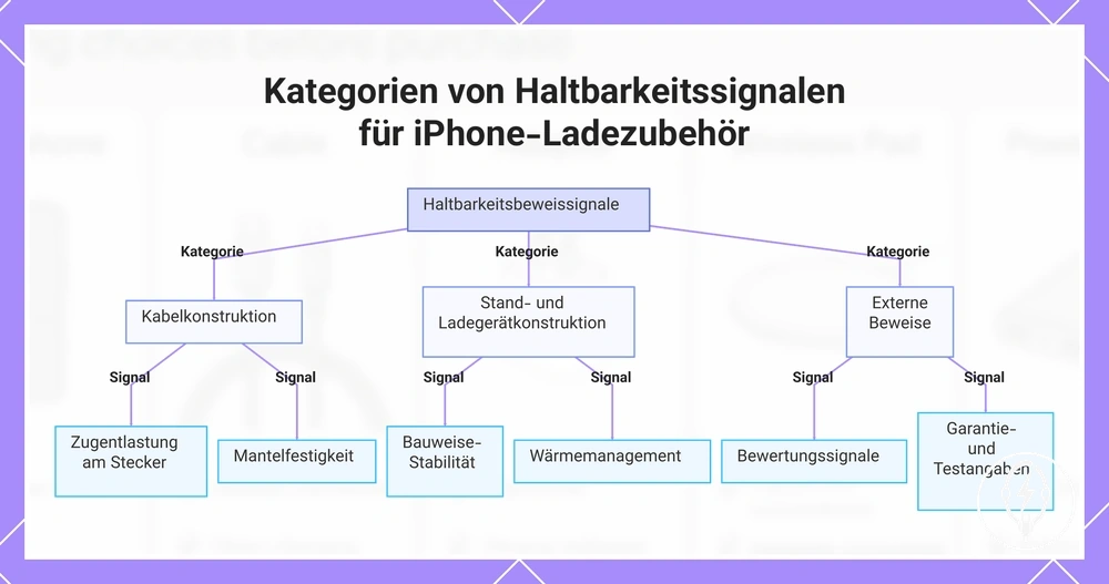 Kategorien von Haltbarkeitssignalen für iPhone-Ladezubehör