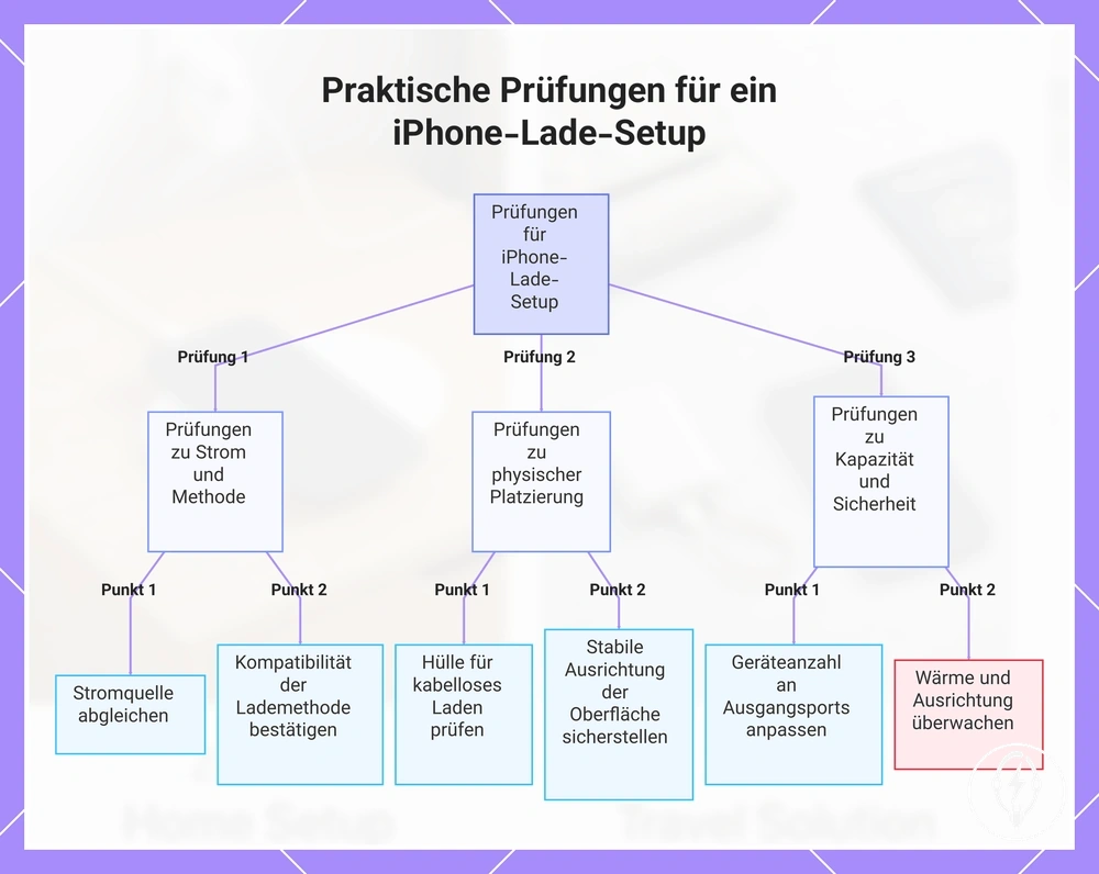Praktische Prüfungen für ein iPhone-Lade-Setup