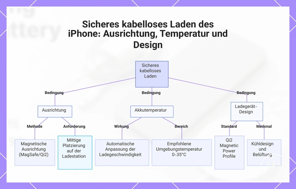 Sicheres kabelloses Laden des iPhone: Ausrichtung, Temperatur und Design