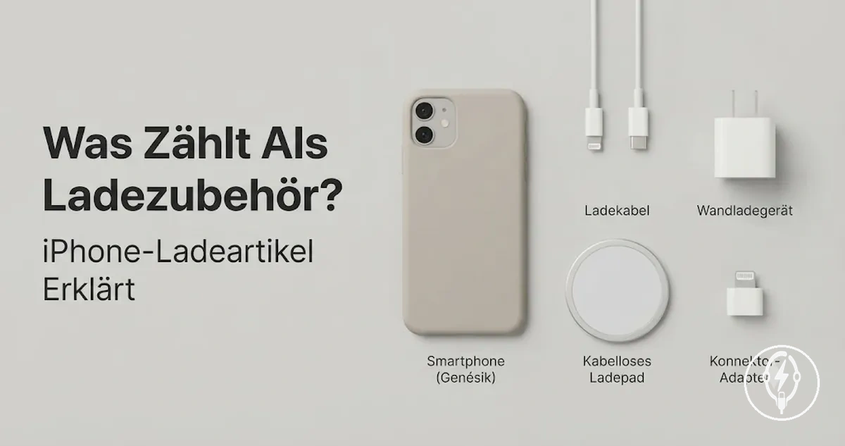Verschiedene Produkte, die als iPhone-Ladezubehör gelten, zusammen dargestellt