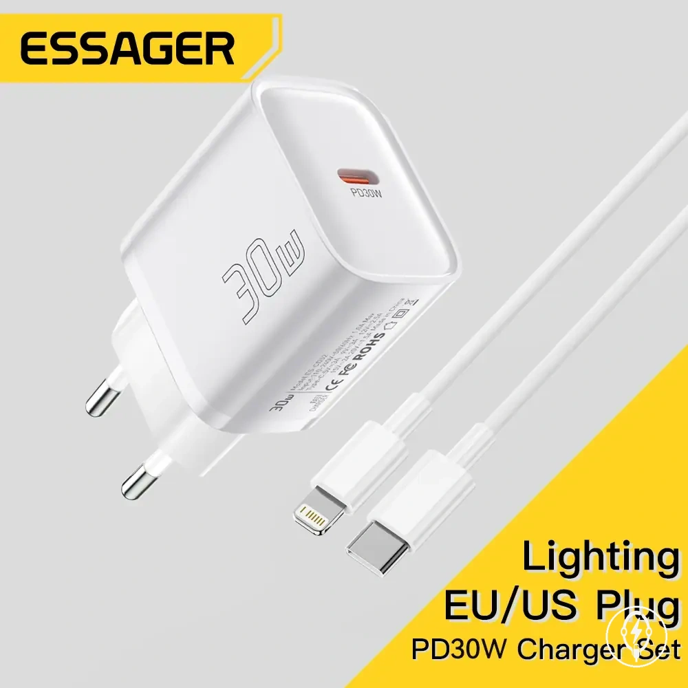30W USB-C charger set with Lightning cable for iPhone and iPad