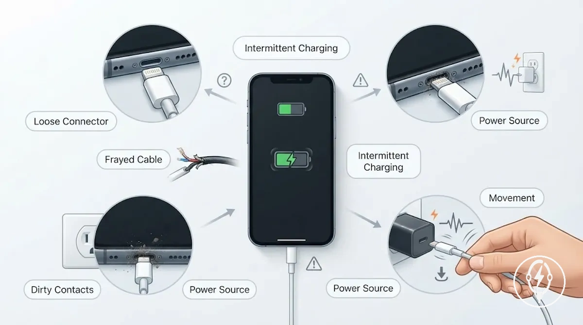 iPhone repeatedly connecting and disconnecting while charging through a cable