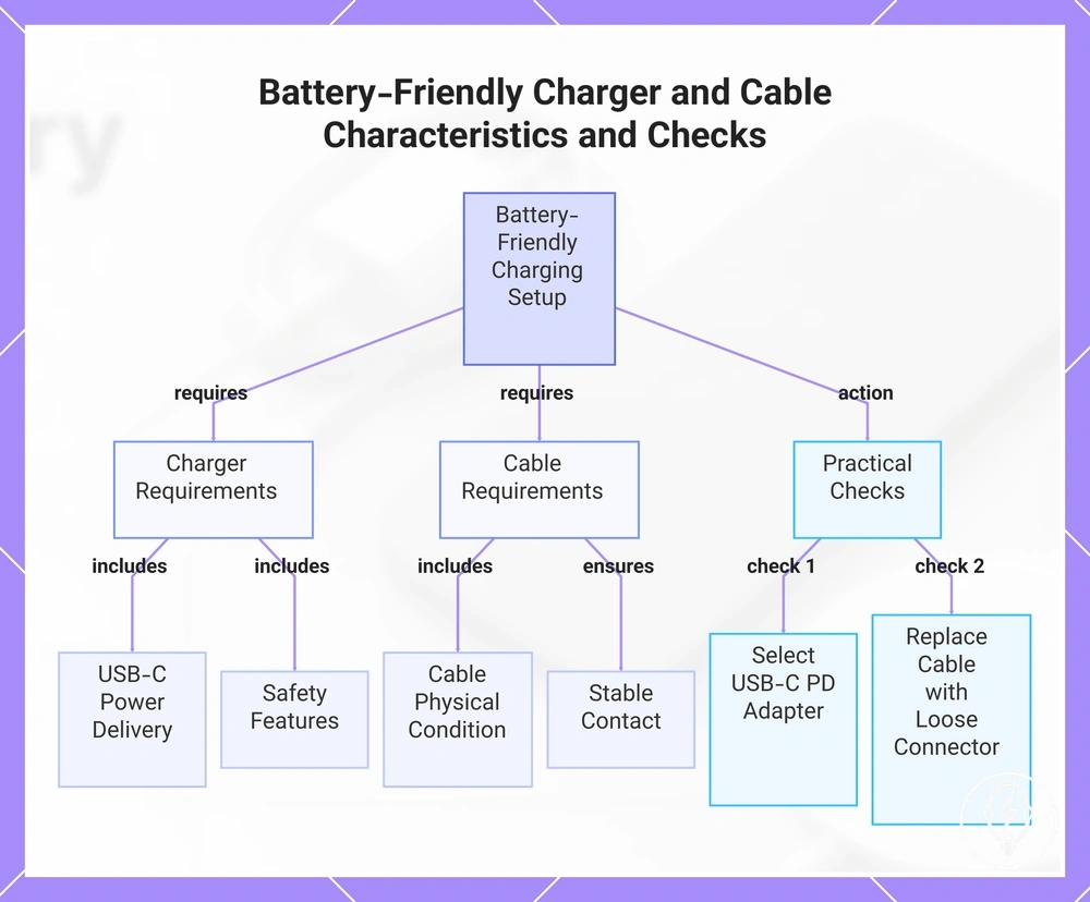 Battery-Friendly Charger and Cable Characteristics and Checks