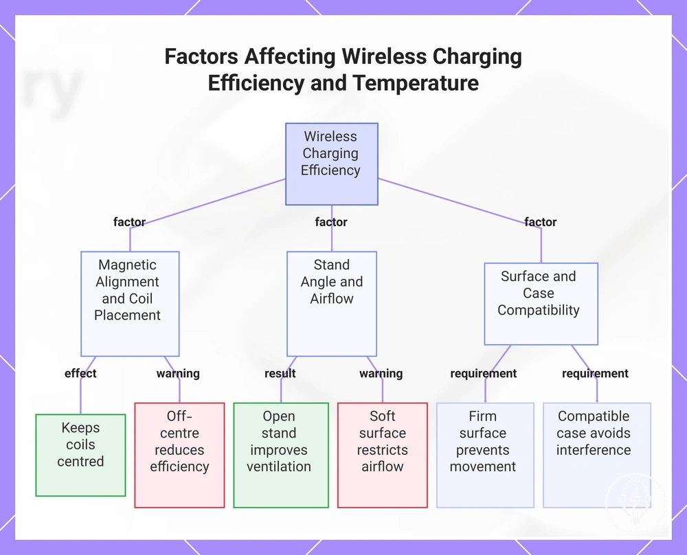 Factors Affecting Wireless Charging Efficiency and Temperature