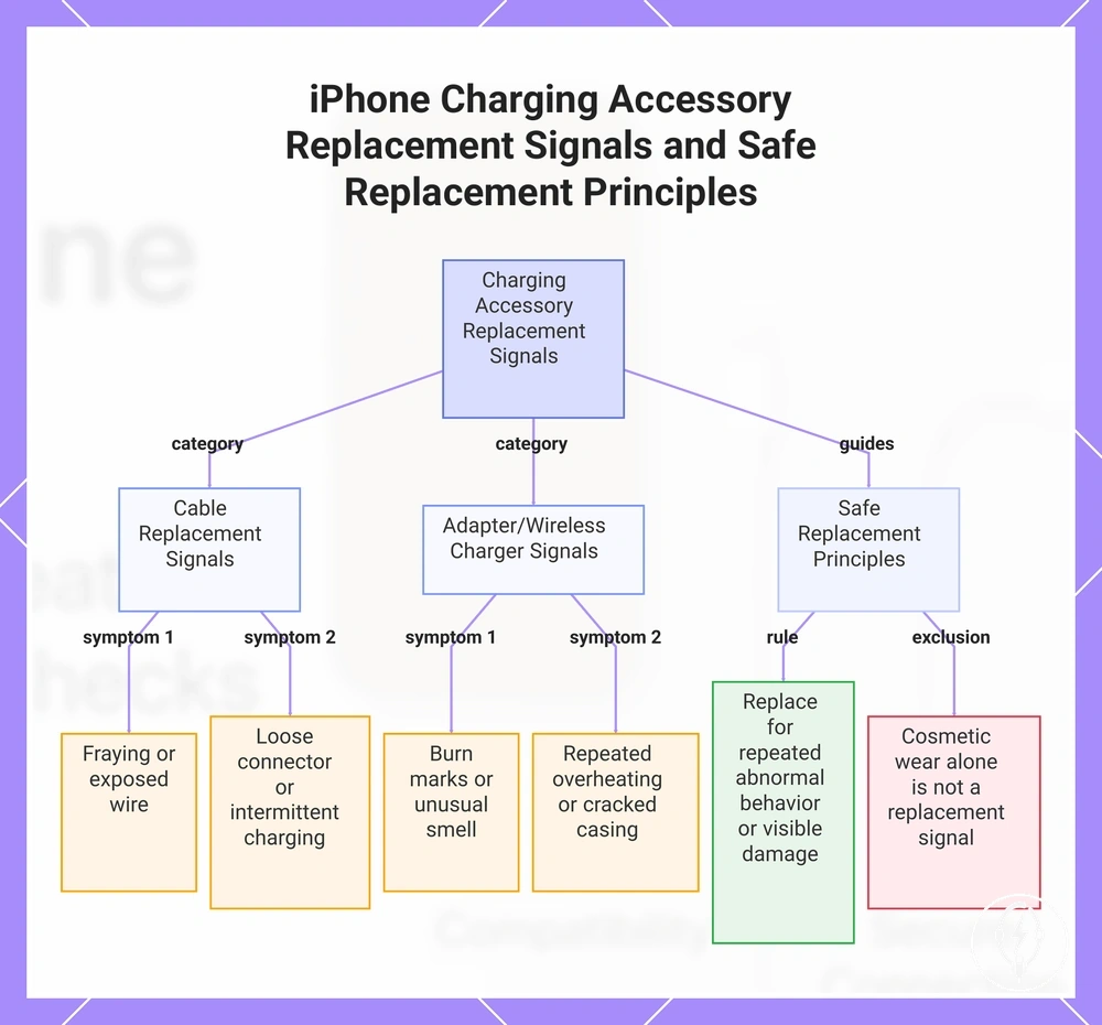 iPhone Charging Accessory Replacement Signals and Safe Replacement Principles