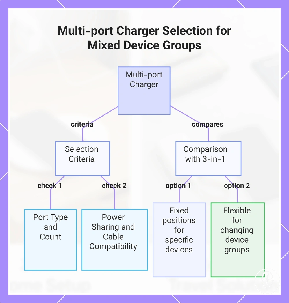 Multi-port Charger Selection for Mixed Device Groups