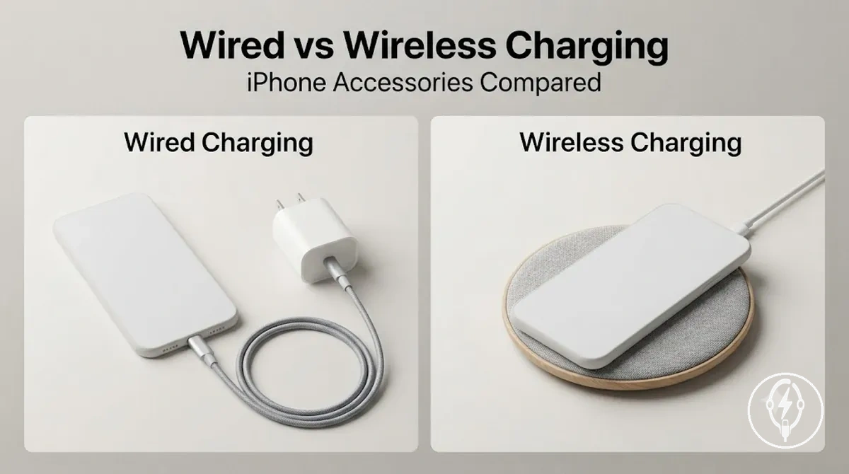 Wired and wireless iPhone charging accessories compared side by side