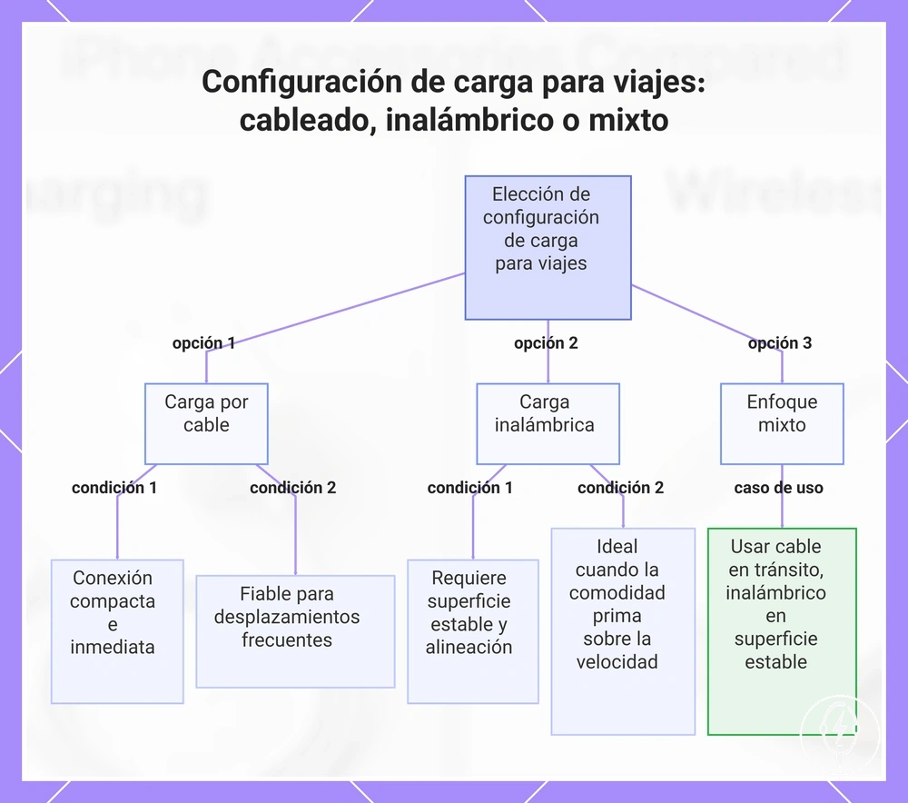 Configuración de carga para viajes: cableado, inalámbrico o mixto