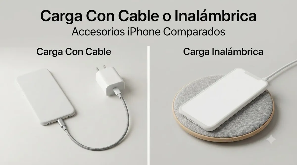Accesorios de carga con cable e inalámbricos para iPhone comparados lado a lado