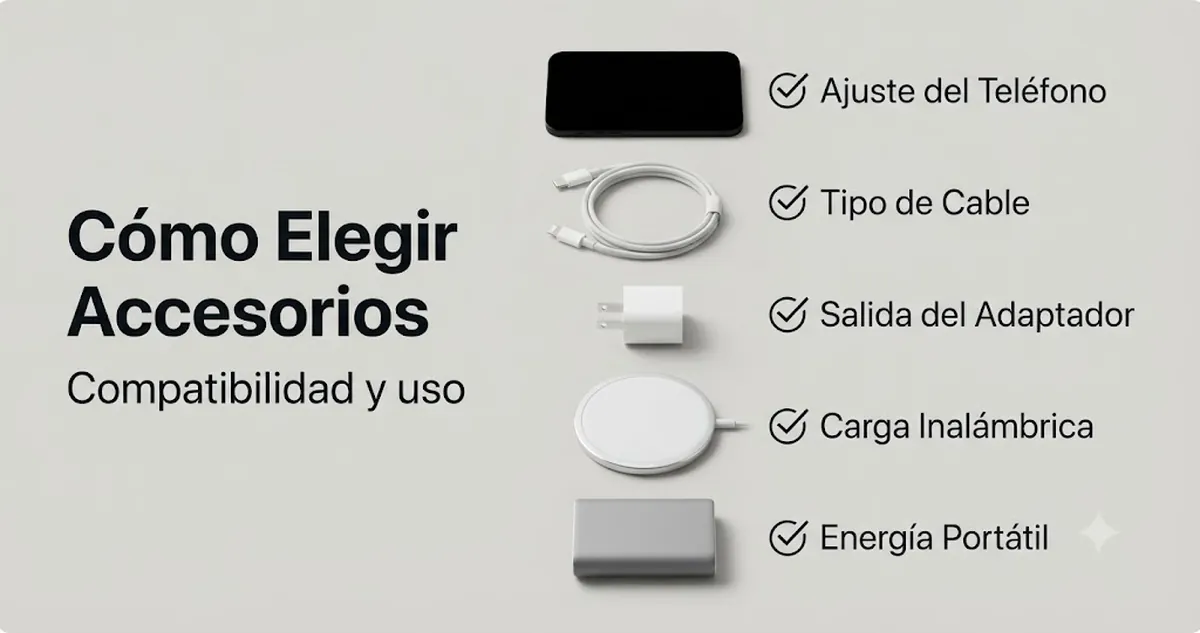 Selección de accesorios de carga para iPhone según compatibilidad y uso