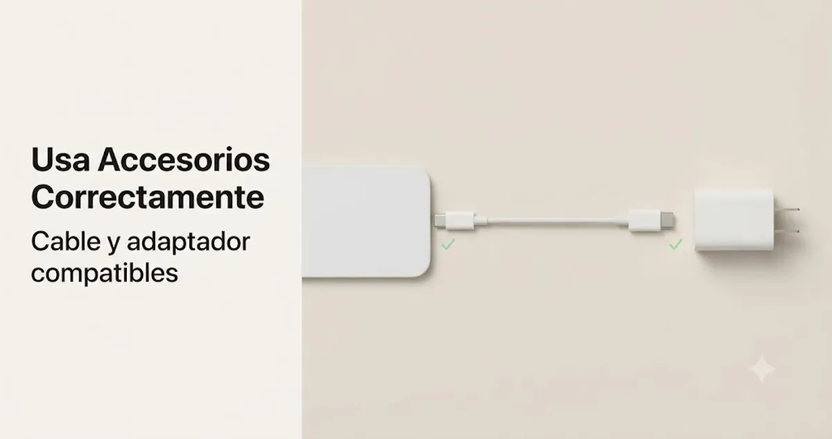Uso correcto de accesorios de carga para iPhone con cable y adaptador compatibles