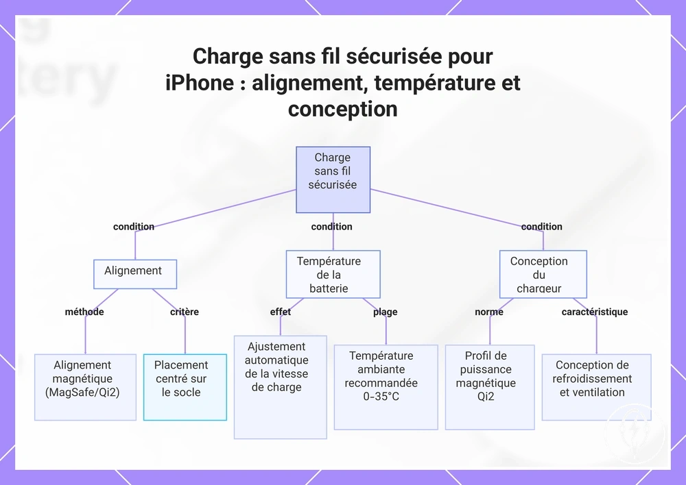 Charge sans fil sécurisée pour iPhone : alignement, température et conception