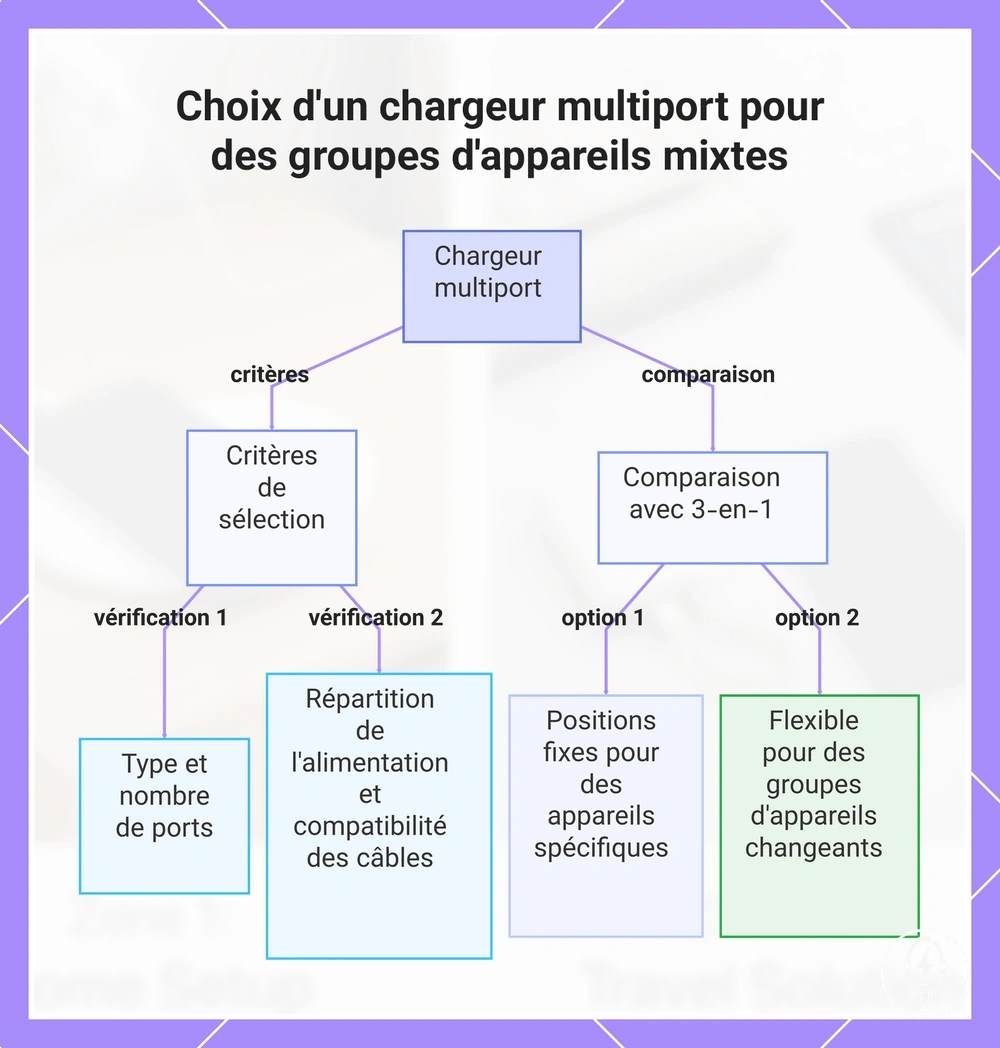 Choix d'un chargeur multiport pour des groupes d'appareils mixtes