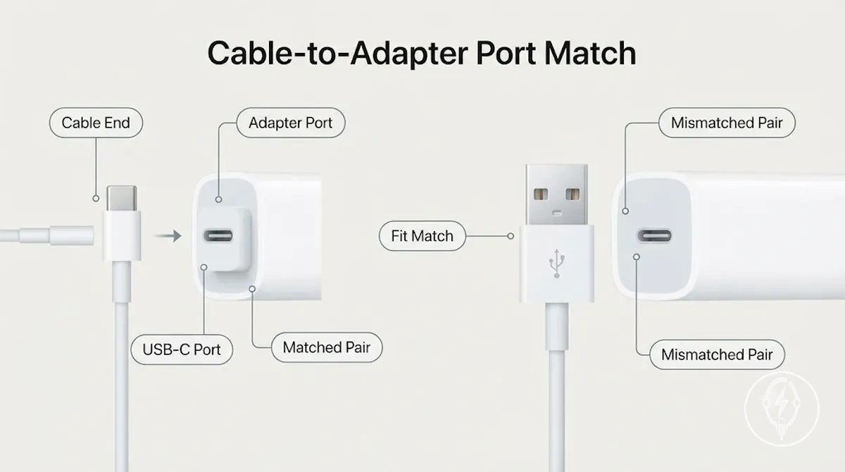 Correspondance cable port adaptateur