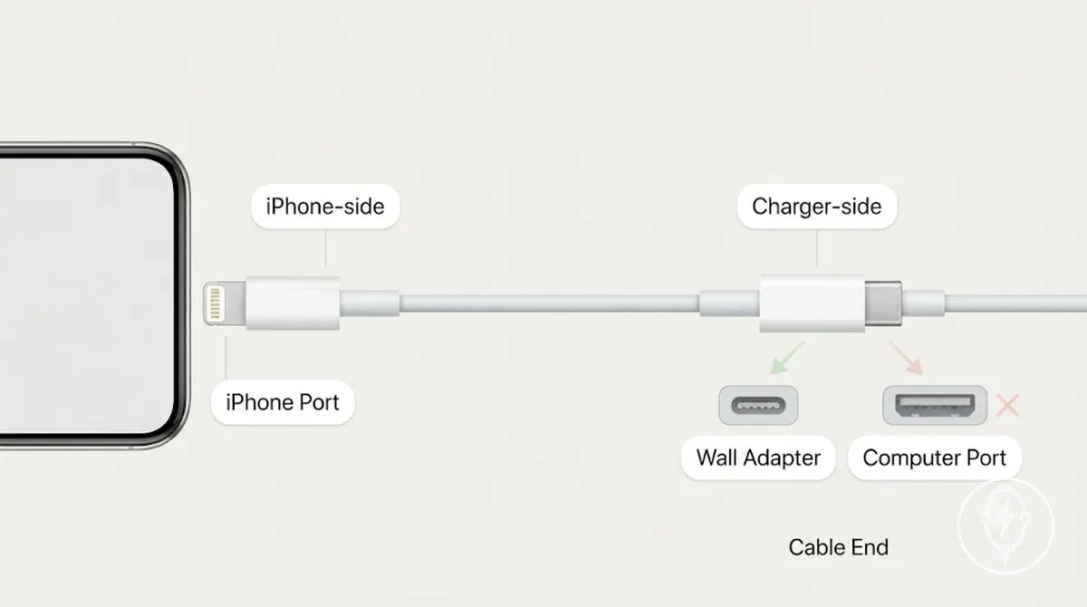 Extremites connecteurs iphone chargeur