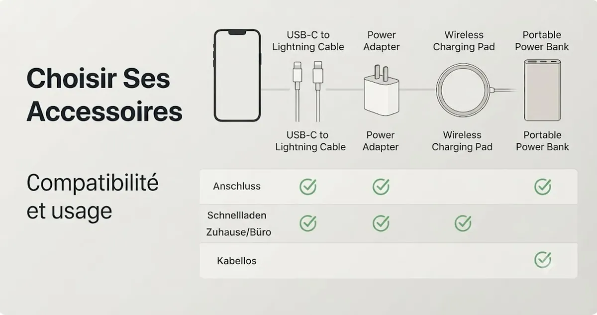 Liste de contrôle pour choisir des accessoires de charge pour iPhone selon la compatibilité et l’usage