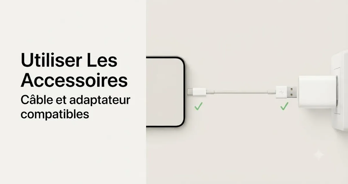 Utilisation correcte des accessoires de charge pour iPhone avec un câble et un adaptateur compatibles