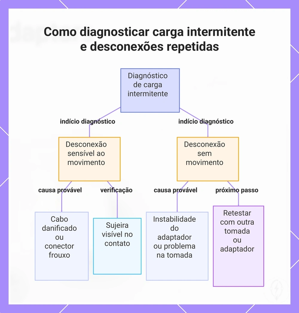 Como diagnosticar carga intermitente e desconexões repetidas