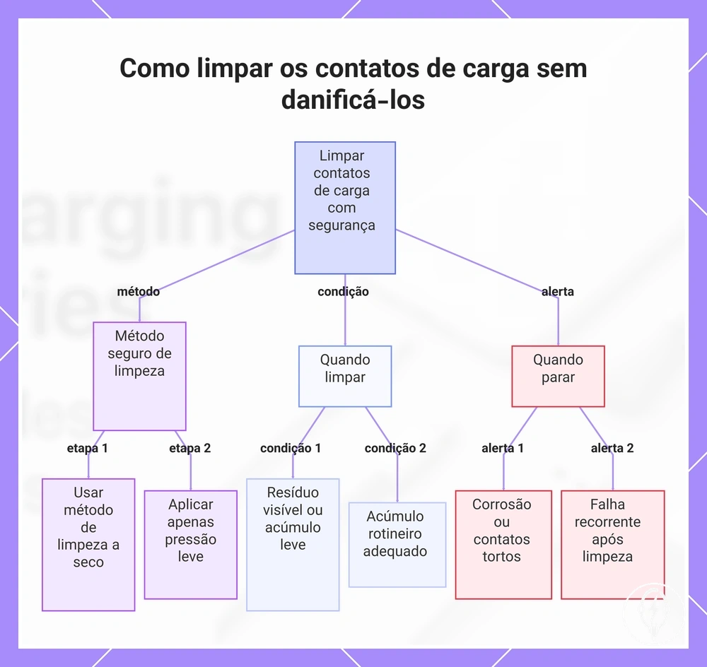 Como limpar os contatos de carga sem danificá-los