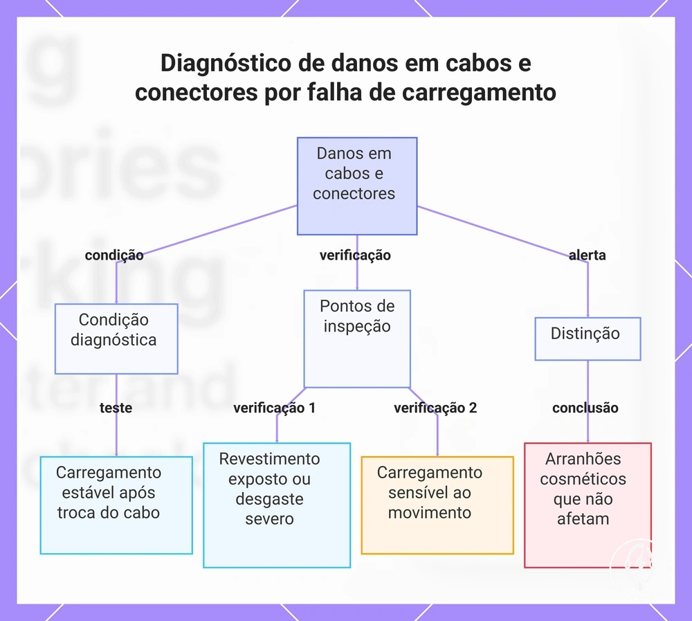 Diagnóstico de danos em cabos e conectores por falha de carregamento