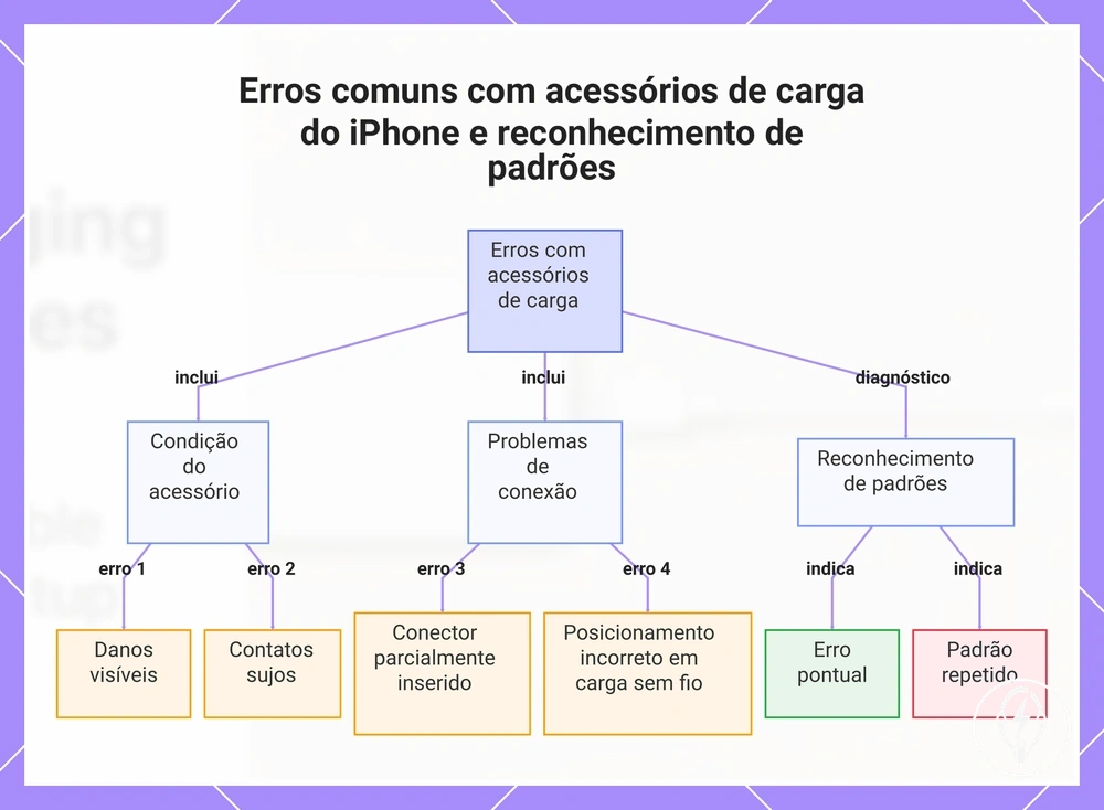 Erros comuns com acessórios de carga do iPhone e reconhecimento de padrões