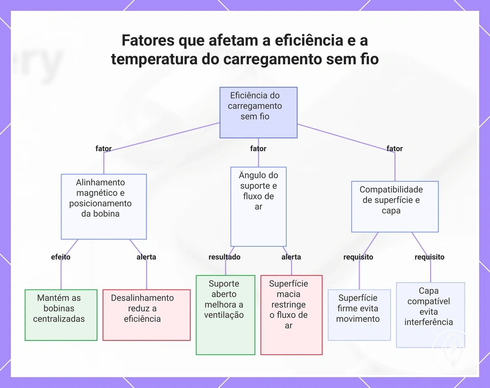 Fatores que afetam a eficiência e a temperatura do carregamento sem fio