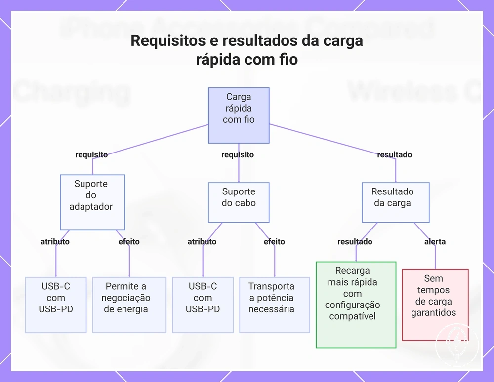 Requisitos e resultados da carga rápida com fio