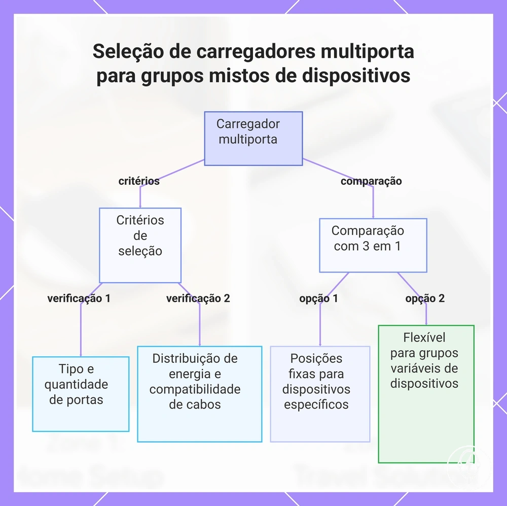 Seleção de carregadores multiporta para grupos mistos de dispositivos