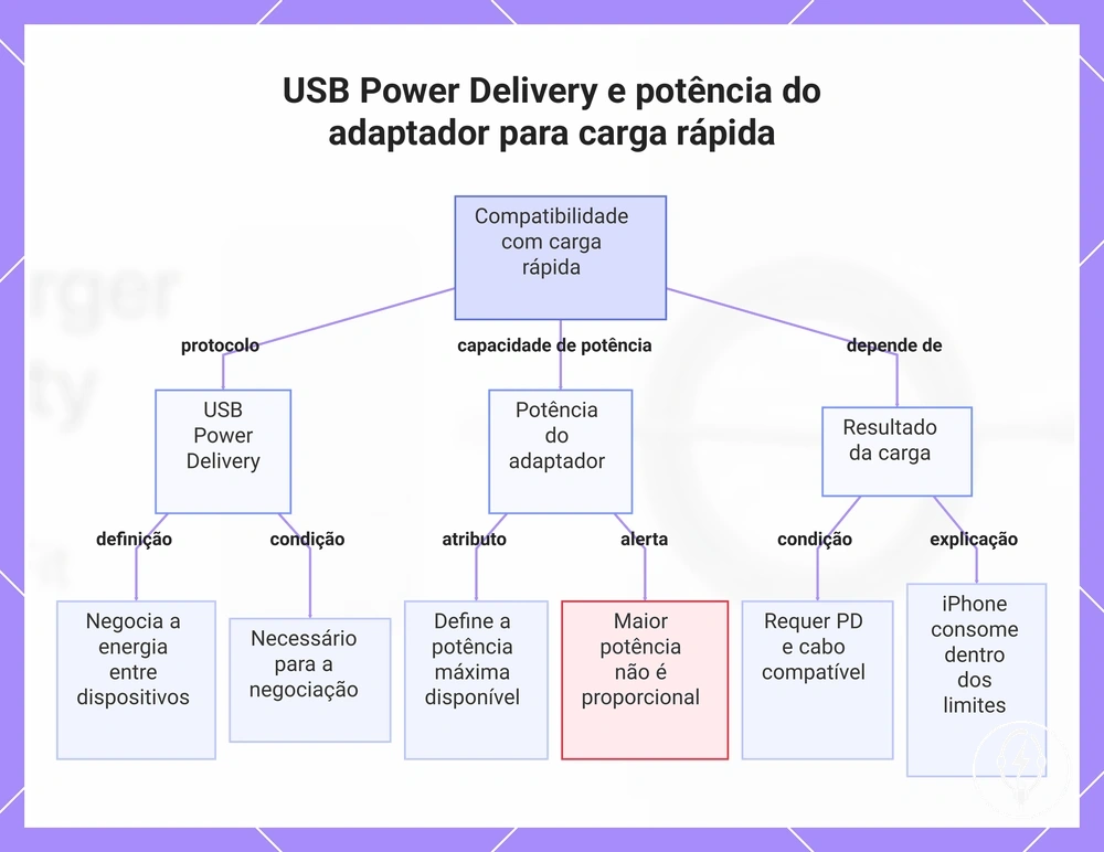 USB Power Delivery e potência do adaptador para carga rápida