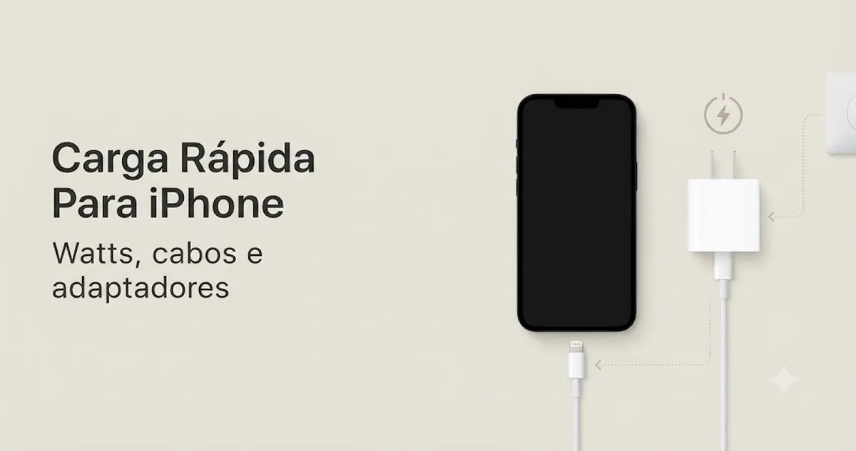 Acessórios de carregamento rápido para iPhone com adaptador, cabo e foco na potência
