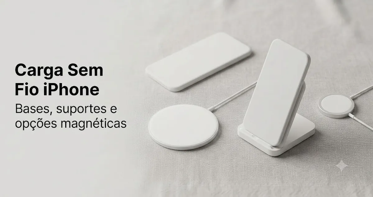 Acessórios de carregamento sem fio para iPhone, com bases, suportes e opções magnéticas