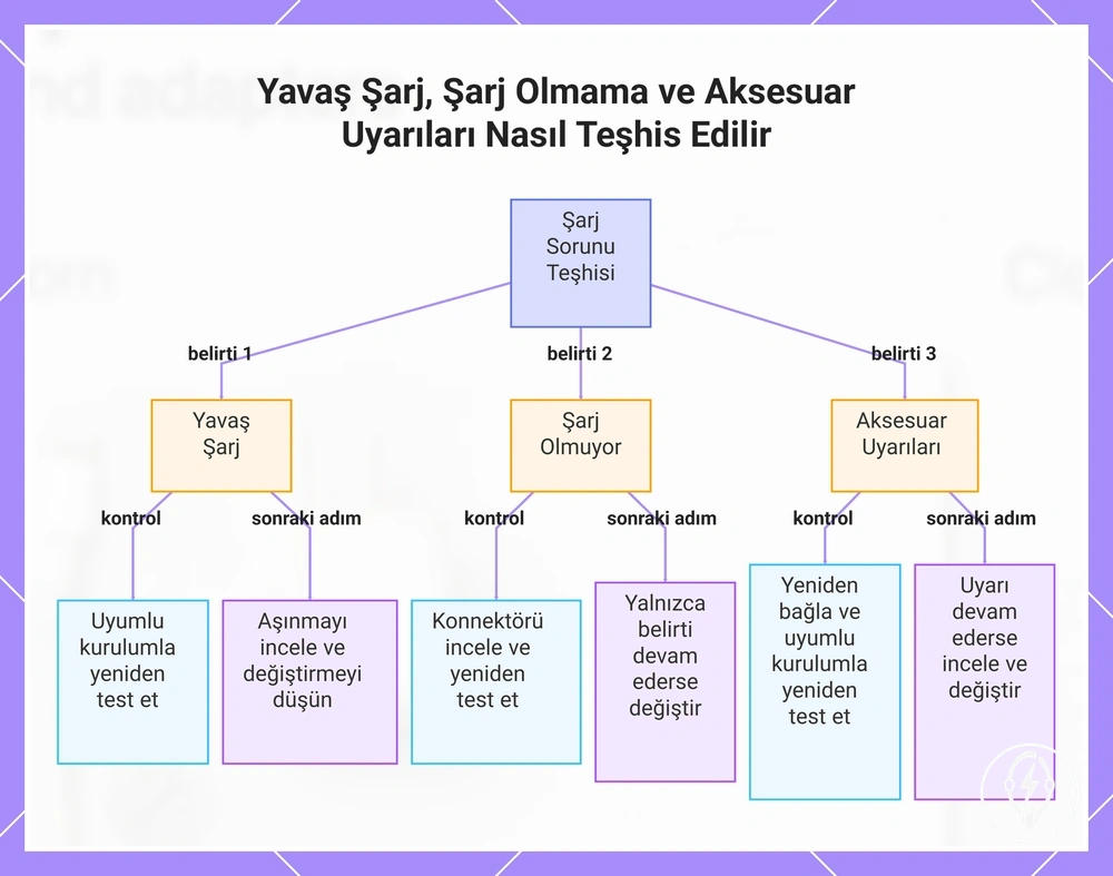 Yavaş Şarj, Şarj Olmama ve Aksesuar Uyarıları Nasıl Teşhis Edilir