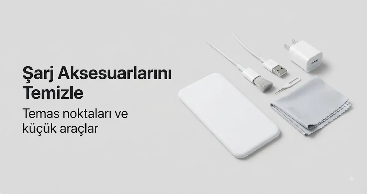 Küçük bakım araçlarıyla iPhone şarj aksesuarları ve temas noktalarının temizliği