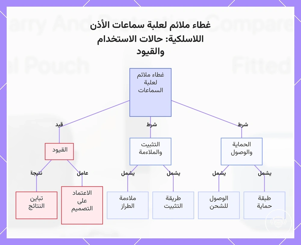 غطاء ملائم لعلبة سماعات الأذن اللاسلكية: حالات الاستخدام والقيود