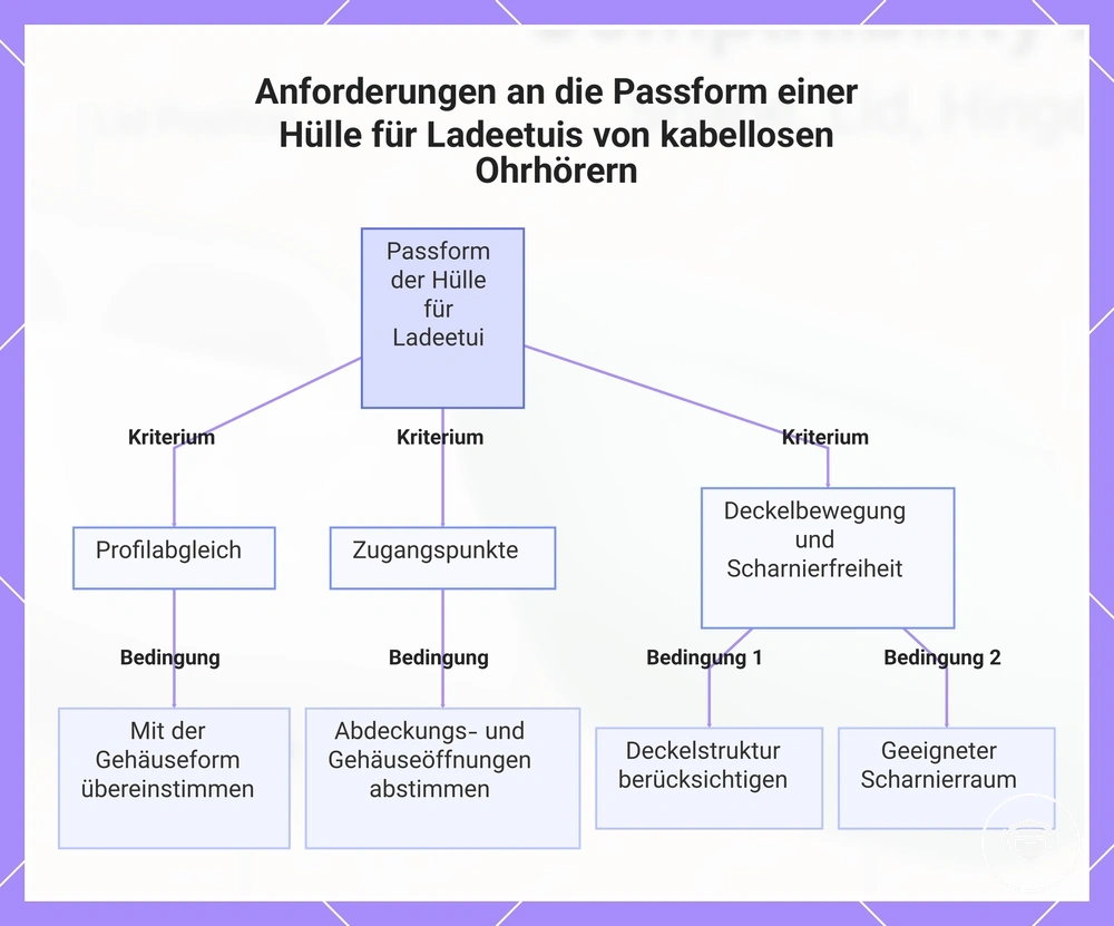 Anforderungen an die Passform einer Hülle für Ladeetuis von kabellosen Ohrhörern