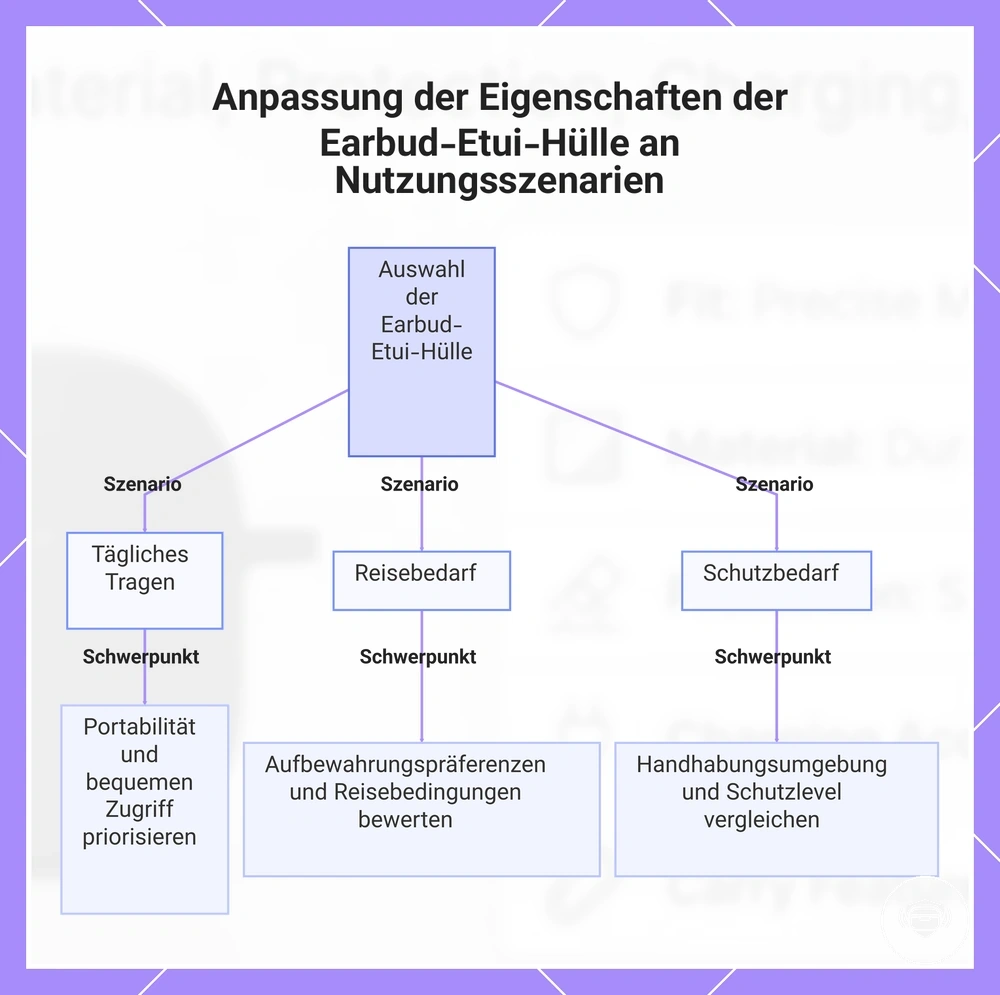 Anpassung der Eigenschaften der Earbud-Etui-Hülle an Nutzungsszenarien