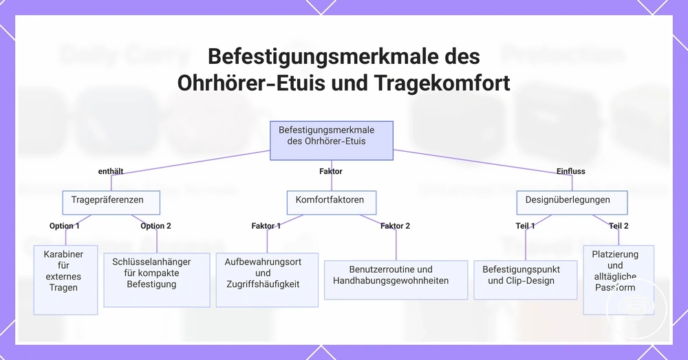 Befestigungsmerkmale des Ohrhörer-Etuis und Tragekomfort