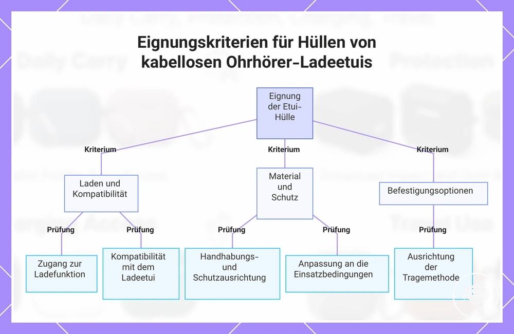 Eignungskriterien für Hüllen von kabellosen Ohrhörer-Ladeetuis