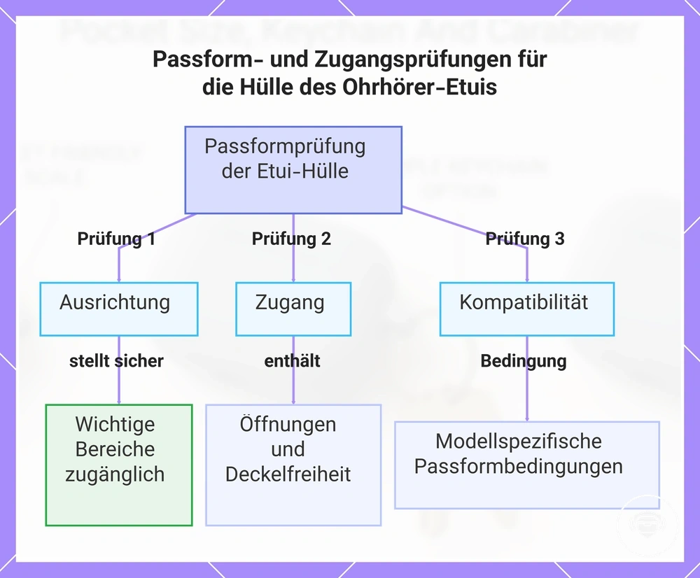 Passform- und Zugangsprüfungen für die Hülle des Ohrhörer-Etuis