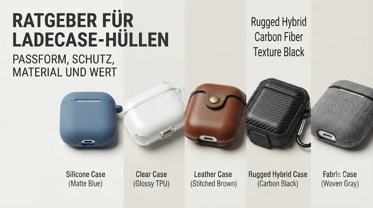 Hüllen für kabellose Ohrhörer-Ladecases mit passgenauem Schutz, Materialarten und Details zum Ladezugang