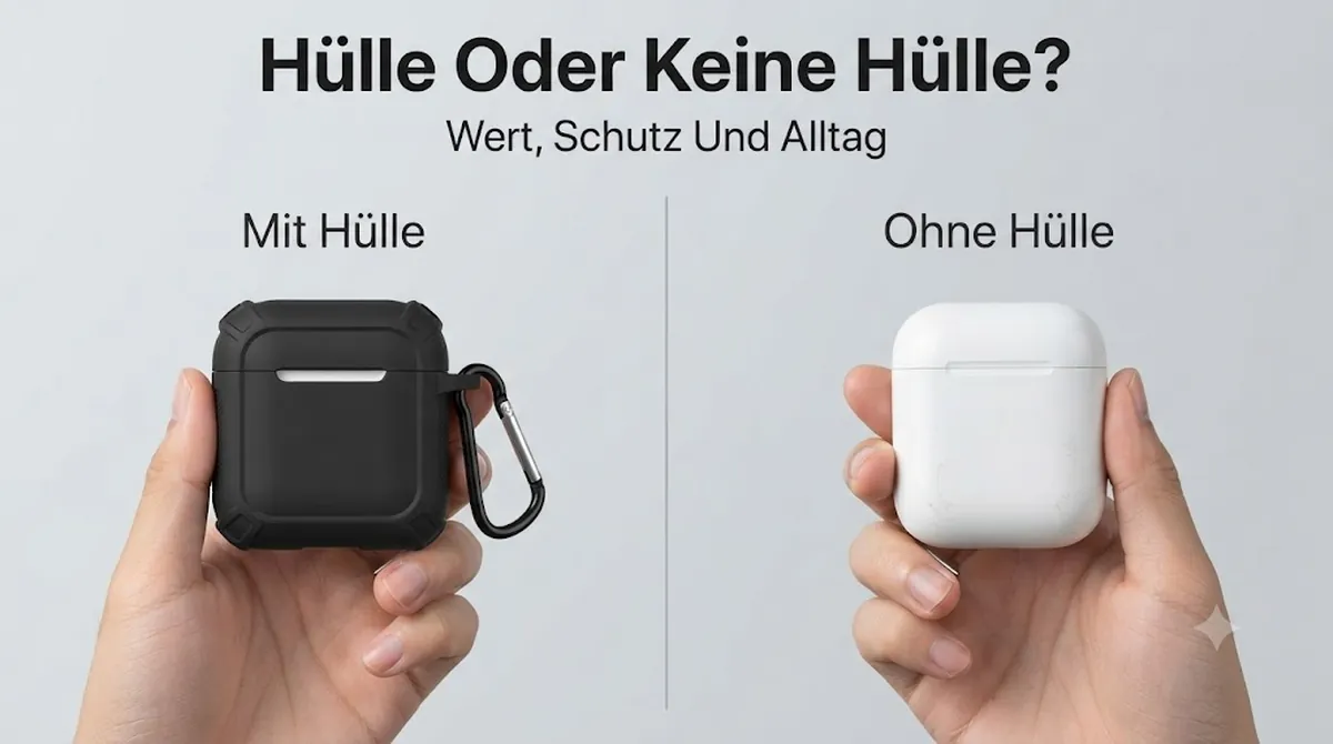 Kabelloses Ohrhörer-Ladecase mit und ohne schützende Hülle für den Wertvergleich