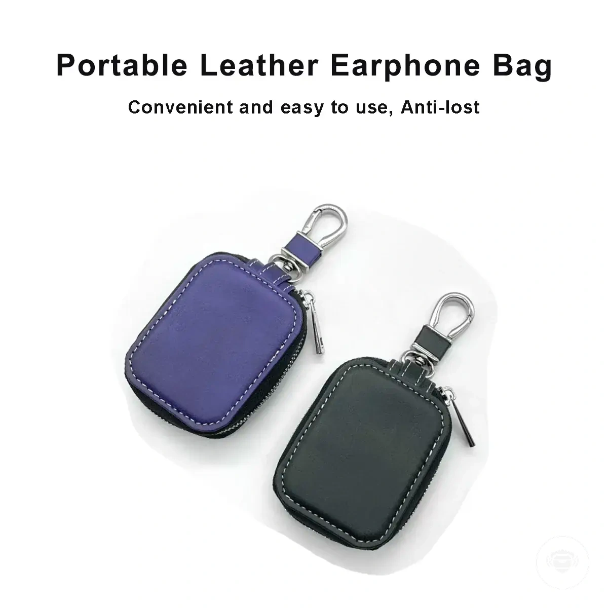 PU leather wireless earphone zipper pouch for earbud protection